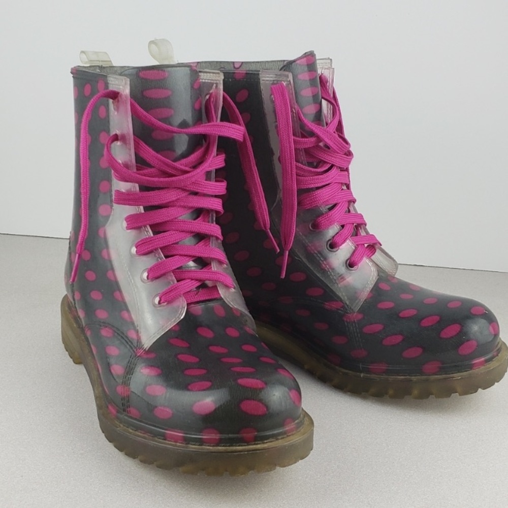 Bongo Polka Dot Combat Style Rain Boot - Picture 3 of 7